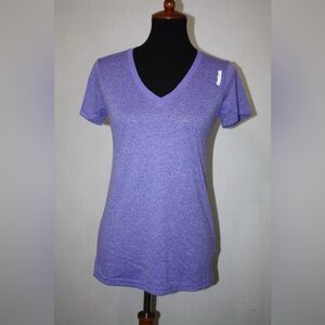 Reebok SS Heather Vector Pigment Purple Lilac V-Neck Active Tee